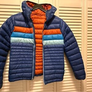 Cotopaxi Women’s Puffer Jacket - Blue, Orange, Light Blue 800 down fill